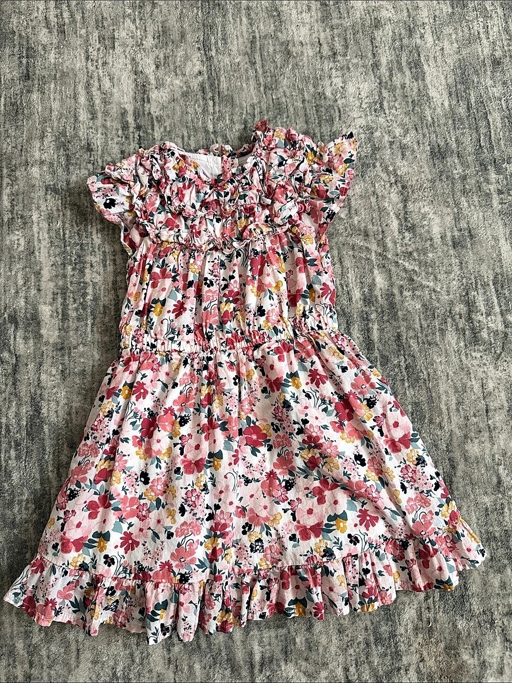 Janie and Jack Floral Ruffle Dress Girls Size 3